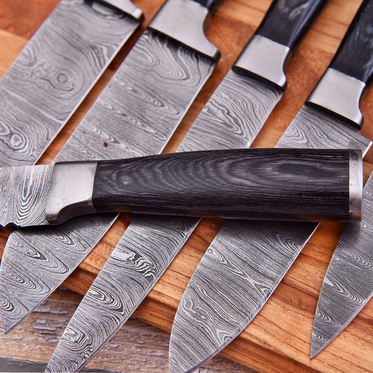 Handmade Damascus Kitchen Knife Set – 6-Piece Chef, Cleaver & Boning Set 374 – product image 2