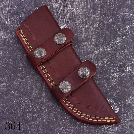 Handmade Brown Leather Fixed Blade Knife Sheath – Double Strap Belt Carry Cover – product image 2