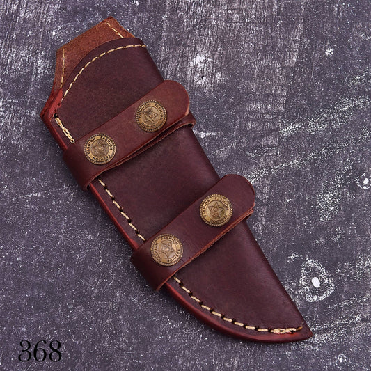 Custom Brown Leather Knife Sheath – Handmade Fixed Blade Sheath with Double Snap Straps – product image 2
