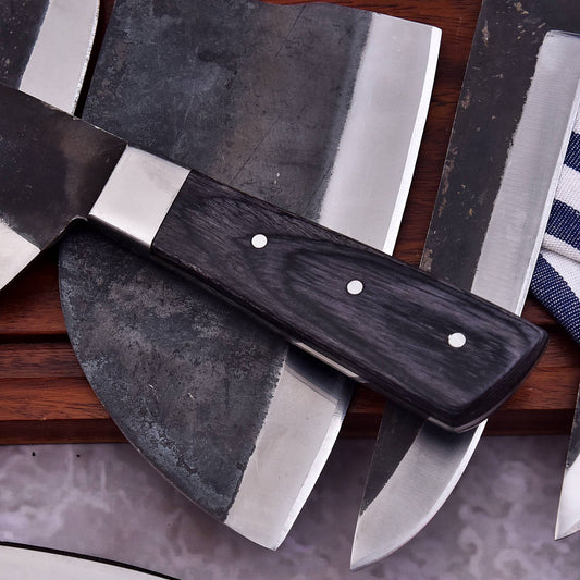 6-Piece Rail Iron Blade Chef Knife Set – Handmade-Style Kitchen Collection 258