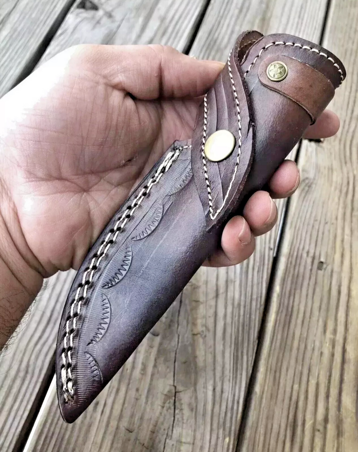 Handmade Fix Blade Knife Leather Sheath Holster Knives Case Vertical Belt Carry - Image 4
